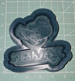 A silicone mold with an embossed design featuring a muskateer on a measuring mat