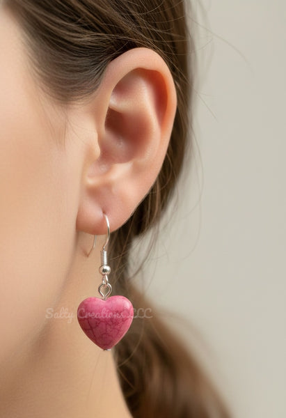 Variety Colors Heart - Magnesite Earrings