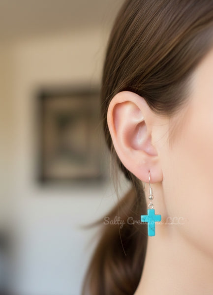 Variety of Colors Cross - Magnesite Earrings