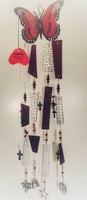 Red Butterfly with Red and Clear Glass - Wind Chime